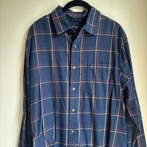 Banana Republic Navy Plaid Button Down Shirt